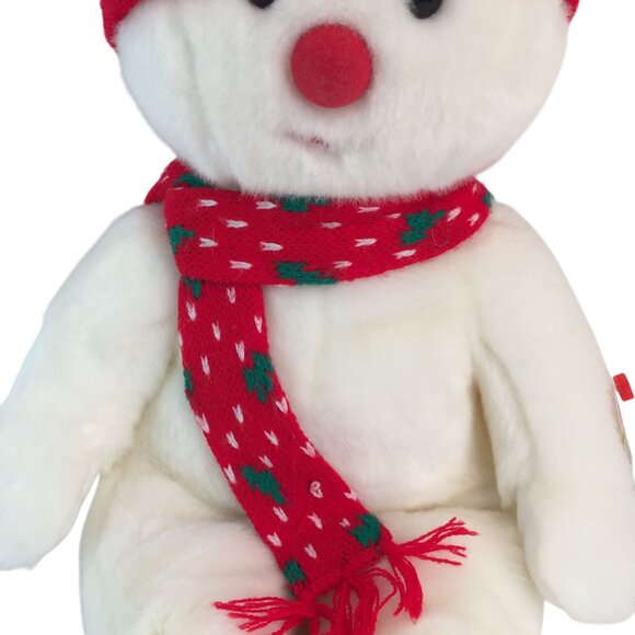 Ty Beanie Buddy Snowboy Plush 14" Snowman Christmas Red Hat Scarf Vintage 1999 - Picture 3 of 9